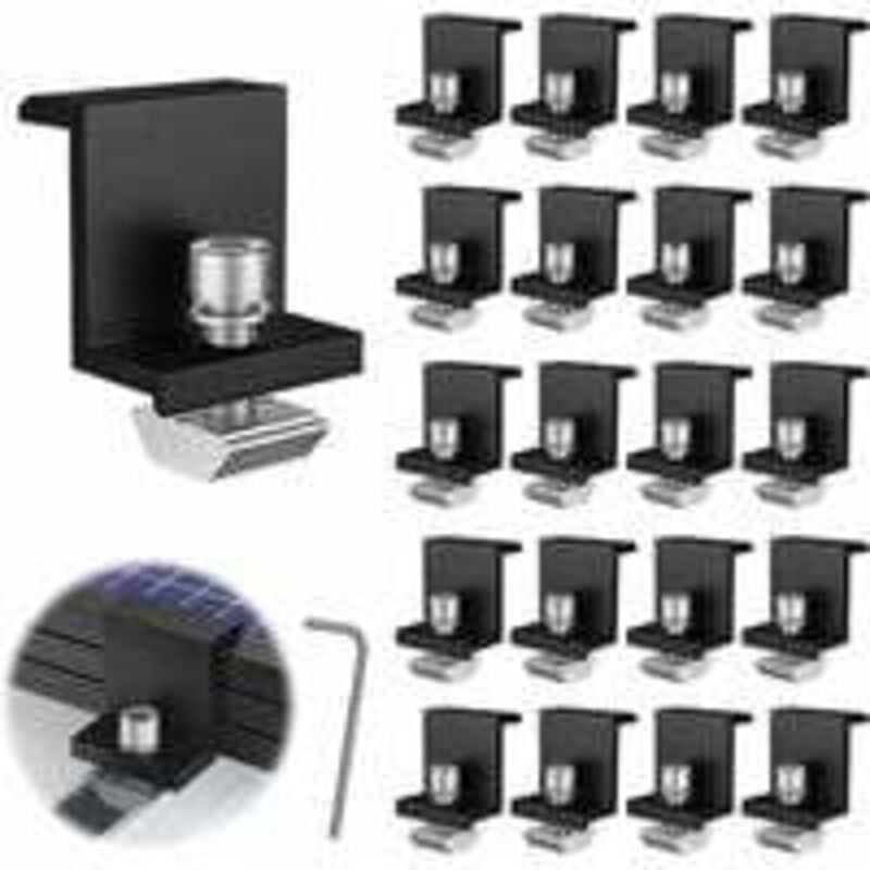 Lntyq - 20 Pièces Supports de Panneau Solaire, 30 mm Fixation Panneau Solaire, Kit Panneau Solaire, pour Rail de Montage Photovoltaïque,