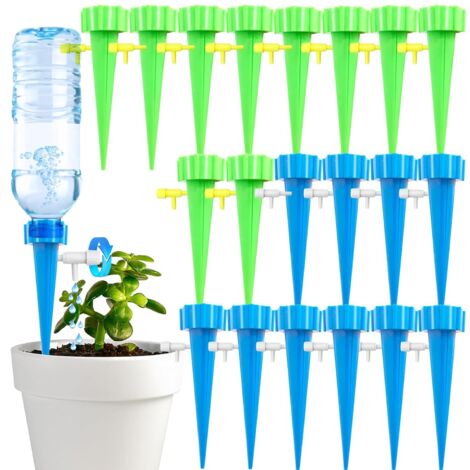Lntyq 20 Stück automatische Bewässerungsspießchen für Pflanzen, Tropfbewässerungsset, automatische Pflanzenbewässerer, Pflanzenbewässerungssystem, mit Ventil für Garten-, Zimmer- und Außenpflanzen