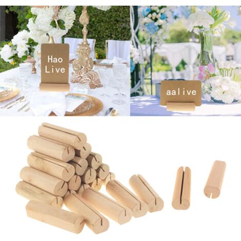 Lntyq 20 Stück Fotohalter aus Naturholz, Karte, Platzkartenhalter, Fotohalter aus Holz, Kartenhalter aus Holz, für Hochzeiten, Bankette, Partys, Dekoration, Kartenhalter aus Holz