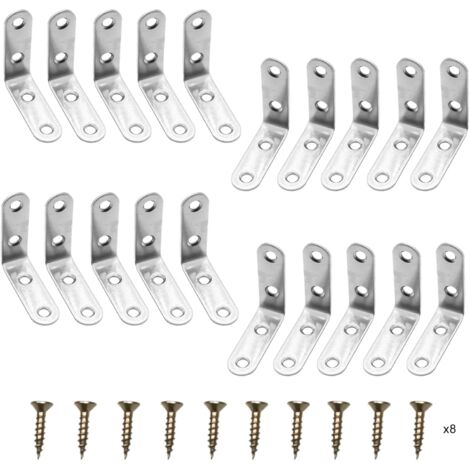 Lntyq 20 Stück Halterung, 50 x 50 mm Eckverbinder, Eckhalterung aus Edelstahl, 90 Grad L-förmige Halterung mit Schrauben