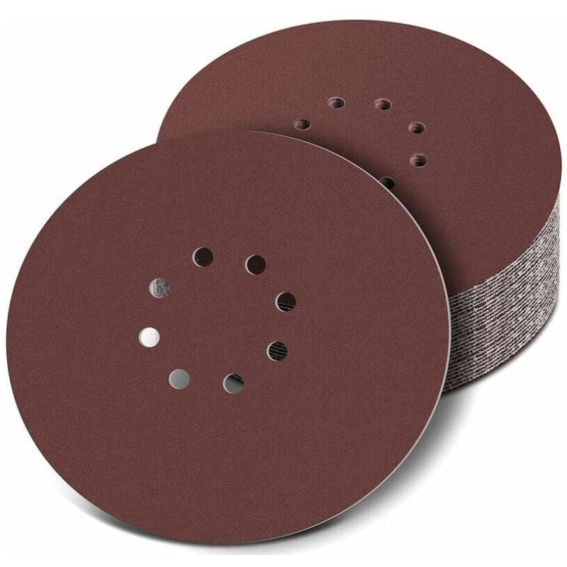 225mm Disque de Ponçage,30 Pcs Disque abrasif circulaire,8 trous Papier abrasif ponceuse,papier abrasif pour ponceuse à sec ponceuse girafe(120 240