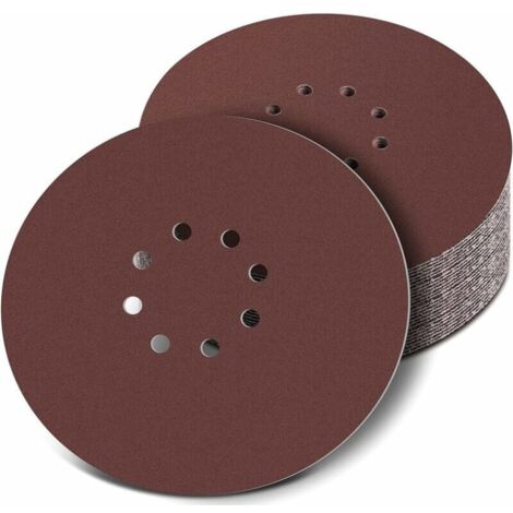 Lntyq 225mm Disque de Ponçage,30 Pcs Disque abrasif circulaire,8 trous Papier abrasif ponceuse,papier abrasif pour ponceuse à sec ponceuse girafe(120 240 grain)