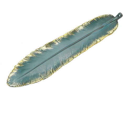 Lntyq 22,6 cm Räucherstäbchenhalter, Räuchergefäßhalter aus Keramik, grüner Räucherstäbchenhalter, Räucherstäbchenhalter in Federform, für Wohnzimmer, Yogaraum, Teestube und Meditationsraum