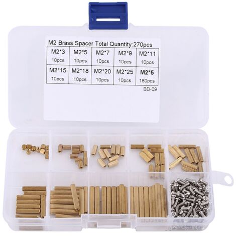 Lntyq 270-teiliges Set Edelstahl weiblich x weiblich M2 runder Abstandshalter + Kreuzschlitzschraube