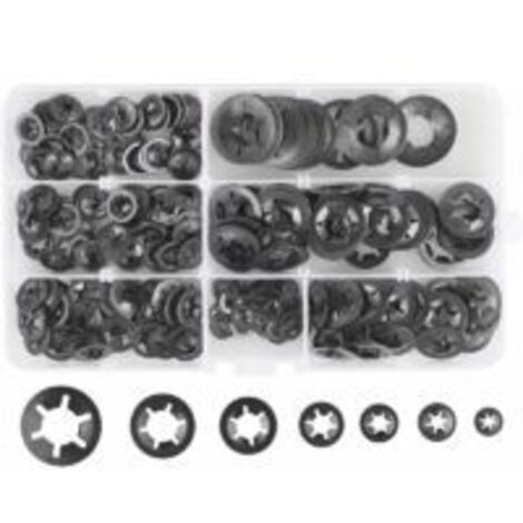 Lntyq 280 Pcs Rondelles De Blocage Rondelles De Verrouillage, Rondelles À Verrouillage Rapide De Rondelles De Verrouillage En Acier M3 M4 M5 M6 M8 M10 M12, 7Tailles, Noir