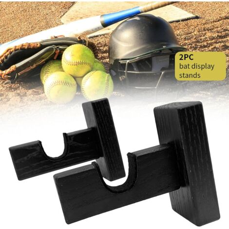 Lntyq 2er-Pack an der Wand montierter Hockeyschlägerhalter – Holzhalter für Zuhause und Büro (schwarz)