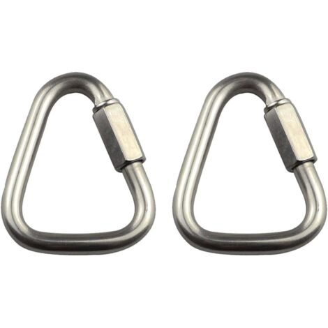 Lntyq 2er-Pack dreieckiger Karabiner aus Edelstahl mit Schnellverschluss für Camping, Wandern, Reisen, Angeln, Rucksackreisen