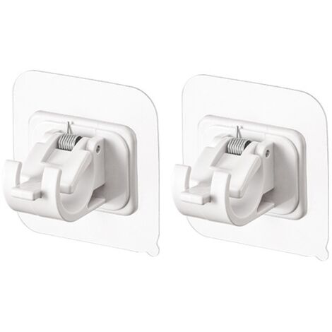 Lntyq 2er-Pack Gardinenstangenhalter ohne Bohren, selbstklebende Gardinenstangenhaken, Aufhänger für Badezimmer, Küche, Zuhause, Badezimmer und Hotel (weiß)