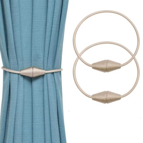 Lntyq 2er-Pack handgefertigte magnetische Vorhang-Raffhalter aus gewebtem Seil – praktisch und dekorativ für Zuhause und Büro – Beige