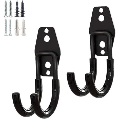 Lntyq 2er-Pack robuste Aufbewahrungshaken für die Garage, vielseitig einsetzbar, Stahl-Wandmontagehaken, Gartenwerkzeug-Organizer (klein, 2 Stück)