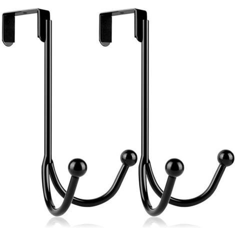 Lntyq 2er-Pack schwarze Metall-Doppelhaken für Haustür, Küche, Schlafzimmer, Mäntel, Hüte, Handtücher, Kappen