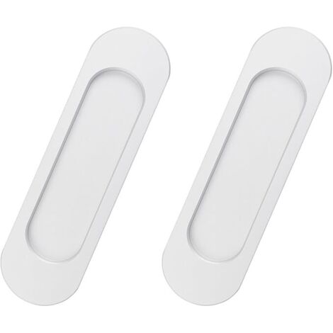 Lntyq 2er-Pack selbstklebender ovaler Schiebetürgriff, Schiebetürgriff aus Aluminiumlegierung für Scheunentüren, Schränke, Schränke, Schubladen (weiß, 148 mm)