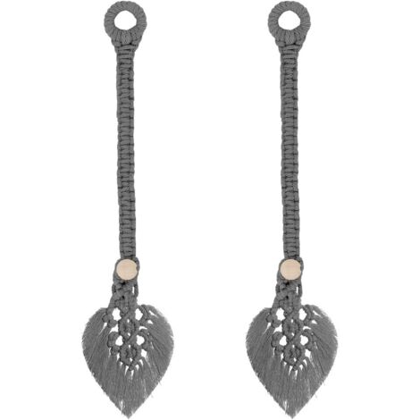 Lntyq 2er-Pack Vorhang-Raffhalter im Bohemian-Stil, Vorhang-Raffhalter für den Frühling, Dekoration (grau)