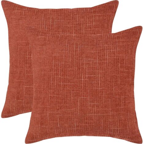 Lntyq 2er Set Kissenbezüge 18x18, Dekorative Kissenbezüge im Landhausstil, quadratische Kissenbezüge aus Rost-Chenille für Couch, Couch, Bett, Stuhl