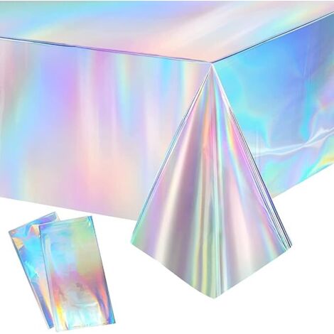Lntyq 2er-Set schillernde Kunststoff-Tischdecken, rechteckige Tischdecken, glänzende Party-Tischdecke, wasserdichte Schutz-Tischdekoration, für Hochzeit, Weihnachten, Geburtstagsparty, 137 x 274 cm