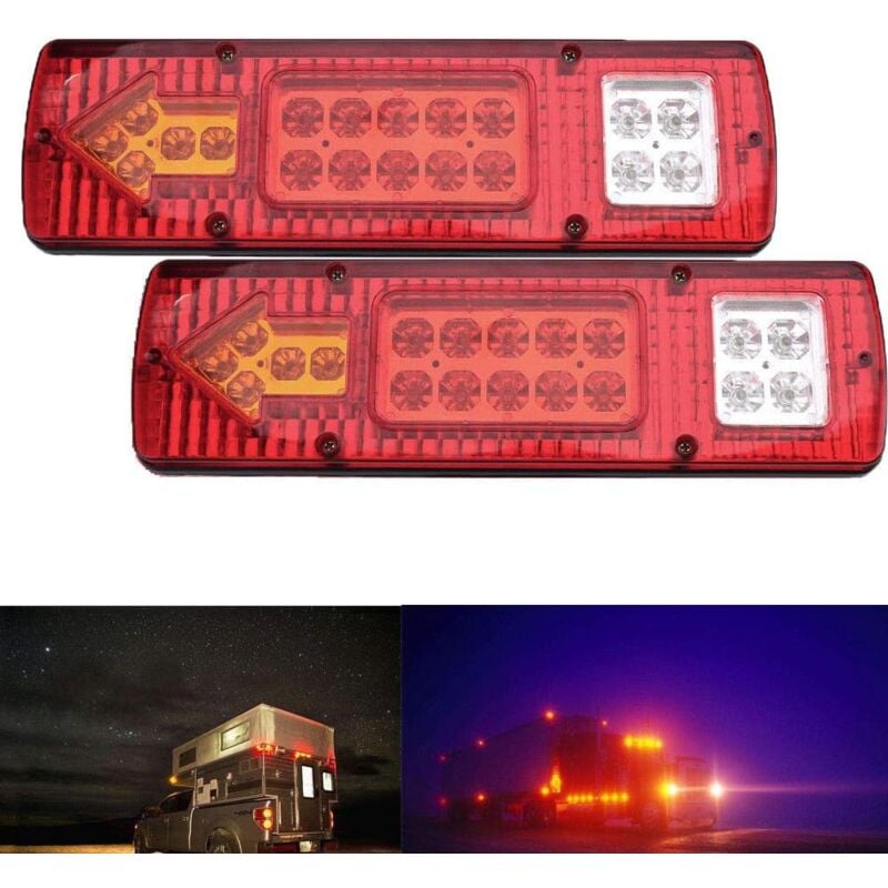 2X Feu arrière led, 19 led, 12 v, pour camions, caravanes, fourgons, remorques de bateaux - Lntyq