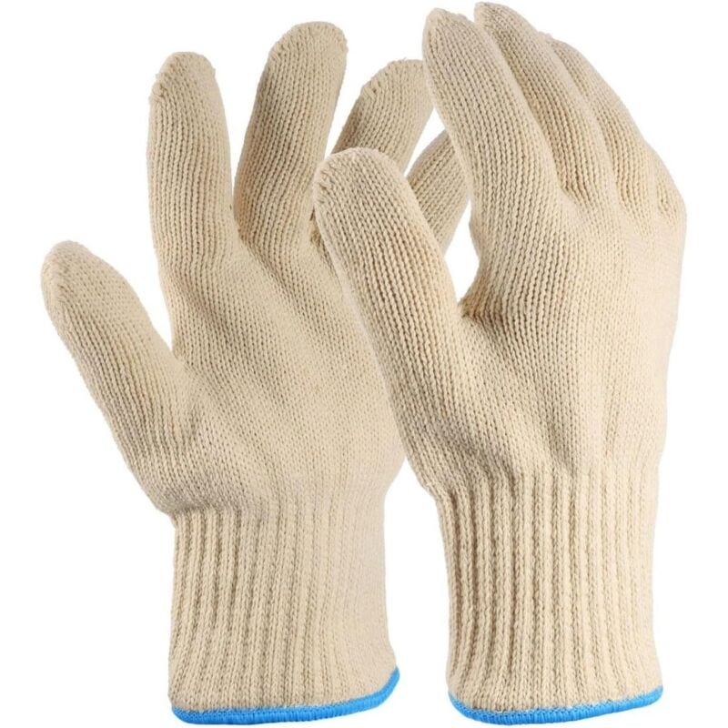 Lntyq - 3 Paire Robuste Grand Gants Anti Chaleur Four avec Doigts, résistant à Chaleur Gants Coton tricoté épais pour friteuse à air, Barbecue, Gants