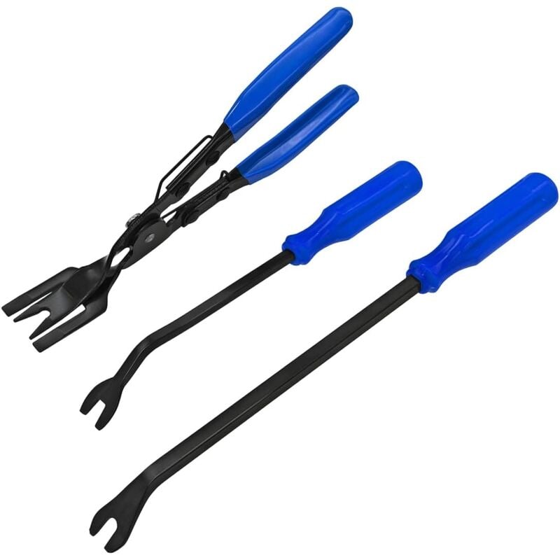 Lntyq - 3 Pièces Outil Demontage Garniture Voiture, Pince à Dégrafer, Kit De Pinces à Dégrafer pour ôter Les Rivets Et Clips De Fixation(Bleu)