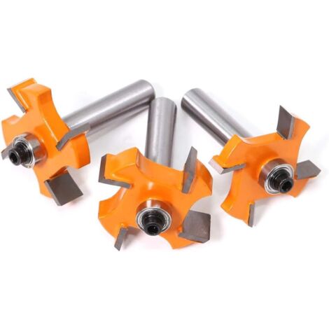 Lntyq 3 Stück 8 mm 4-Blatt-Fräser für Holzbearbeitung, T-förmiges Nutfräser-Set, Schneiden, Holzbearbeitungswerkzeug, Orange, Klingenhöhe: 6 mm, 8 mm, 10 mm