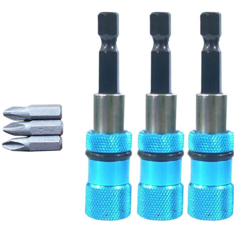 Lntyq 3 Stück Trockenbau-Bithalter, magnetischer Trockenbau-Bit, 1/4 Zoll Sechskantschaft, magnetischer Bithalter, Schnellwechsel-Schraubentiefeneinstellung, Schraubbit