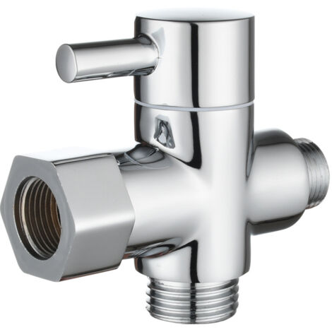 Lntyq 3-Wege-Ventil aus massivem Messing, 3/8 Zoll - 12/17 T-Adapter, Umschaltventil für Toilette, WC, Chrom