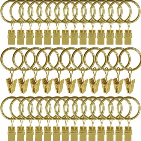 Lntyq 30 Pièces Anneaux de Rideau avec Pince, Antirouille Anneaux Rideaux, Crochets de Rideau en Métal, Anneau de Tringle à Rideau pour Rideaux de Douche et de Fenêtre(3.538MM)