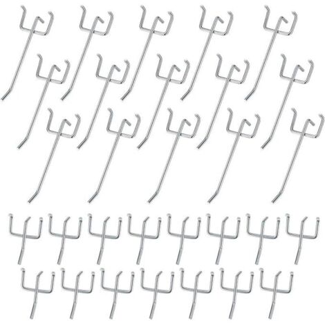 Lntyq 30 Pièces Crochets pour Panneaux Perforés, Crochets pour Panneau Perforé Porte Mural, Crochets Muraux pour Organiser Outils Établi Rayonnages de Magasins - 10cm/5cm