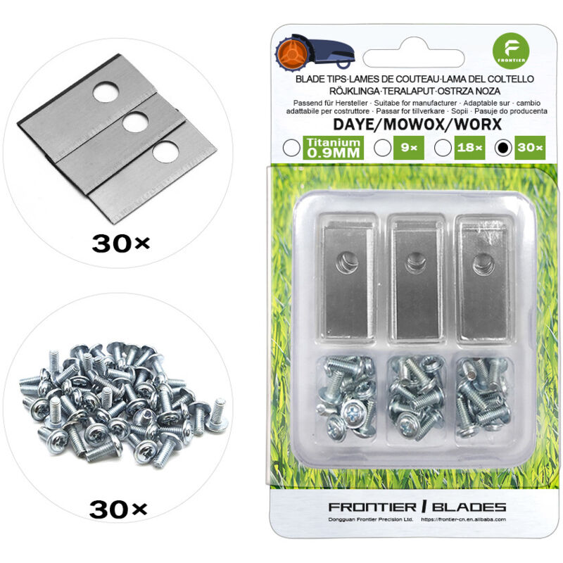 30 pièces Lames de Rechange pour Robot Tondeuse à Gazon - Rechange Compatible avec Worx Landroid, LandXcape Modèles avec vis de qualité Premium pour