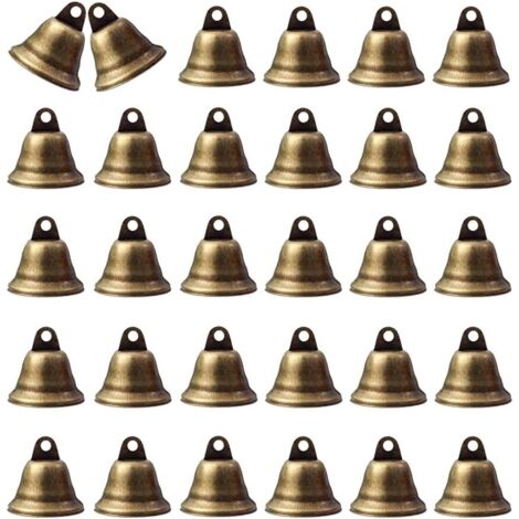 Lntyq 30 Stück kleine Vintage Bronze Glocke Vintage Jingle Bells Vintage Bronze Jingle Bells Vintage Bronze Glocken Mini Glocke Bronze Glocke Handwerk Glocken kleine Glocken