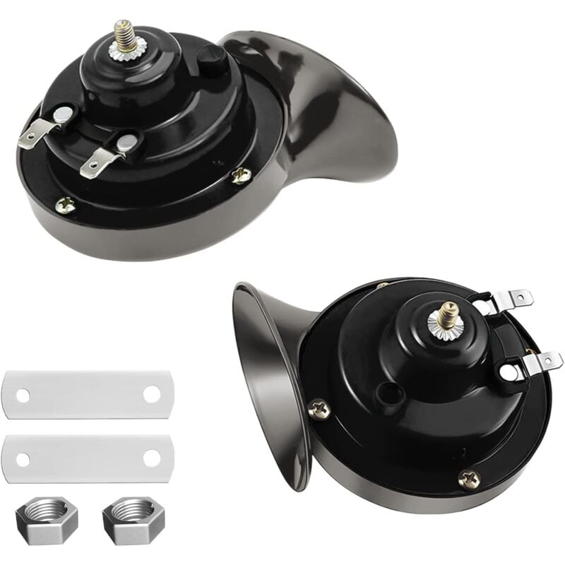 Lntyq - 300DB Snail Air Horn, Paquet de 2 Kit de Cornes de Train Super Bruyant 12V, Universelle Imperméable d'escargot Air Corne, Corne électrique