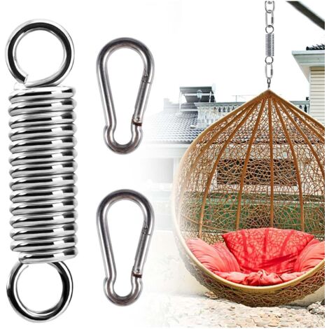 Lntyq 304 Schaukelfeder für Hängesessel, 2 Karabiner, 1 Aufhängefeder für Hängesessel, Hängeschaukel und Boxsackhalterung