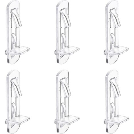 Lntyq 30er-Pack transparente Regalstützstifte aus Kunststoff mit selbstsichernden Clips für Möbelstützen, Küche, Bücherregal, Schrank, passend für 4,5-mm-Löcher
