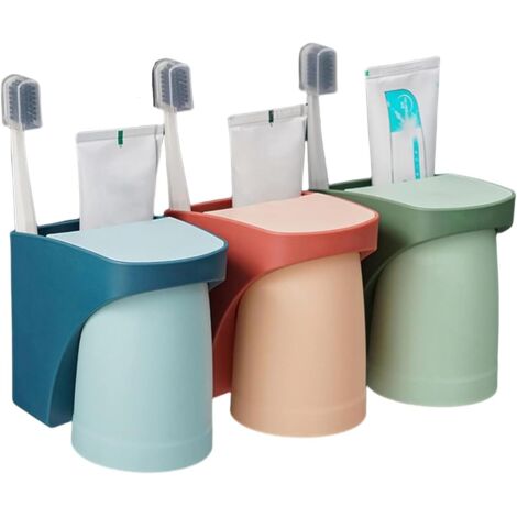 Lntyq 3er-Pack Zahnbürstenhalter zur Wandmontage, perforierter Becherhalter, wandmontierter Zahnbürstenhalter mit magnetischen Saugnäpfen, elektrischer Zahnbürstenhalter für Zuhause (Grün + Blau + Rot