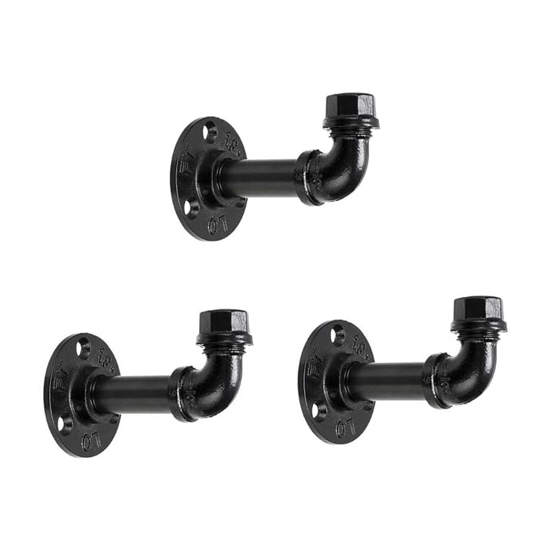 Lntyq - 3pcs Crochets Mural en Fer Type de Tuyau d'Eau Style Industriel rétro Noir décoration pour Cuisine,Chambre,Salle de Bain,Magasin etc.