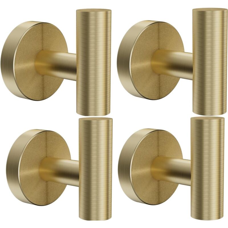 Lntyq 4 ganchos de pared para baño, toalleros de cocina, ganchos para cuadros, toalleros de baño, toalleros de acero inoxidable (4 dorados)