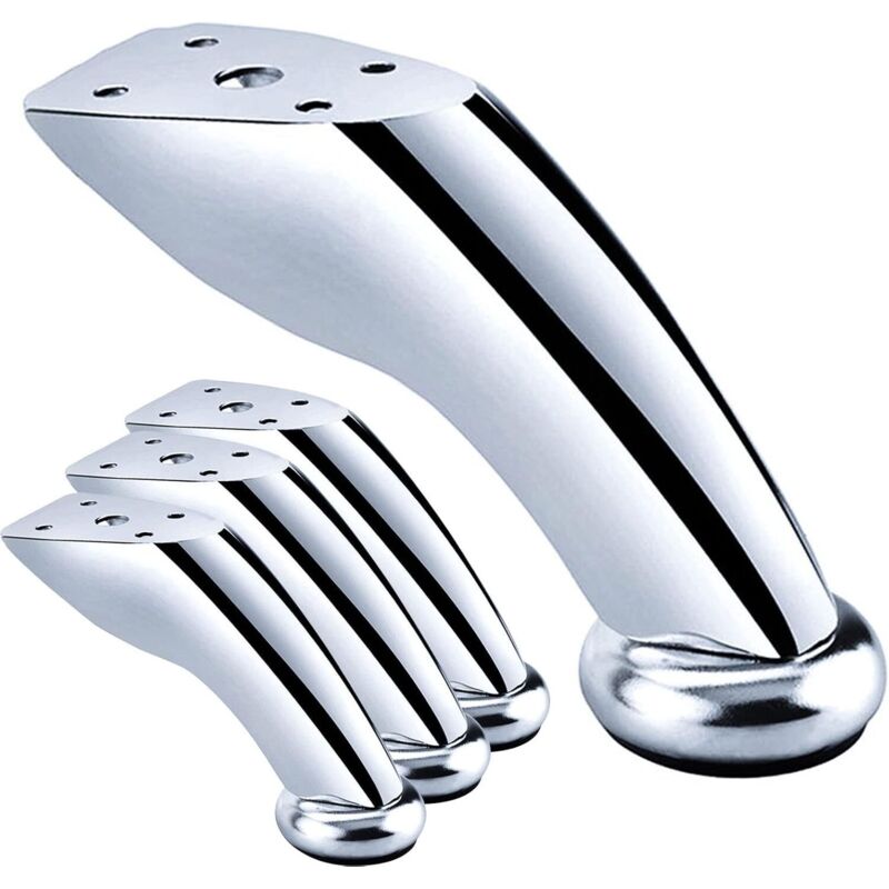 Lntyq 4 patas para muebles, de hierro cromado, inclinables para sofá, mesa de centro, oblicuas, para sofás, sillas, taburetes y armarios (plateadas,