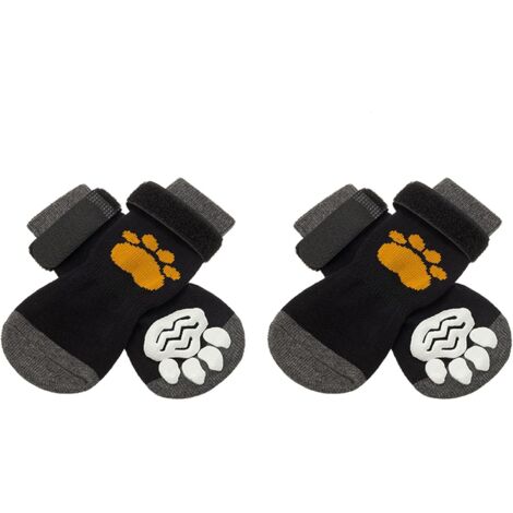Lntyq 4 Pcs Chaussettes Anti-Dérapantes Chien Chat,réglables pour Chien Chaussettes,Protège Les Pattes de l’Animal et Les sols intérieurs,Convient pour Les Petits ou Gros Chiens et Chats ( Noir,6.615.