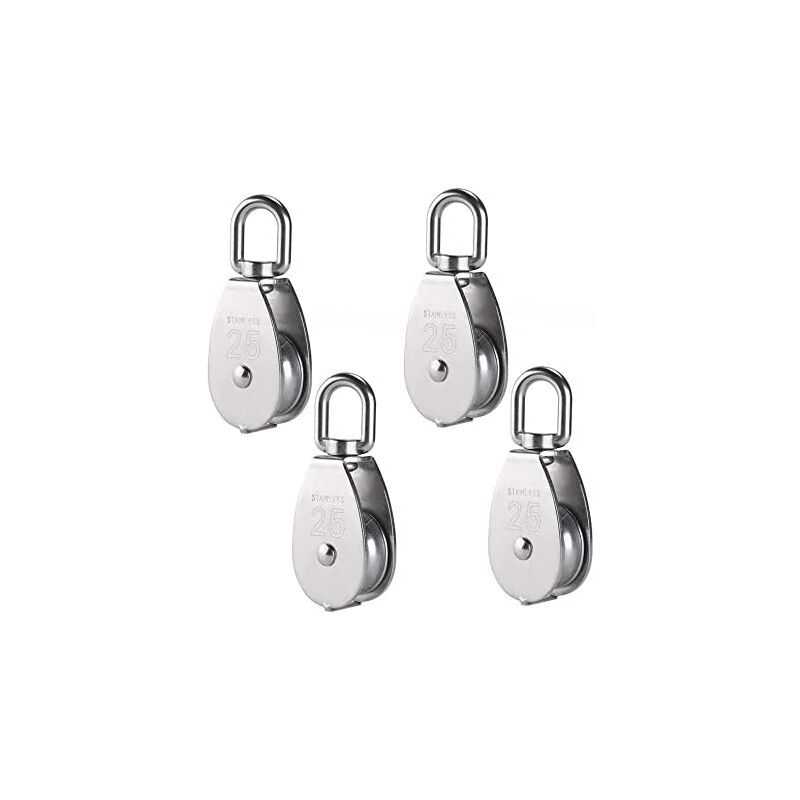 4 Pièces 25mm Poulie pour Cable en Metal Poulies en Aciers Inoxydables Poulie de Levage - Lntyq