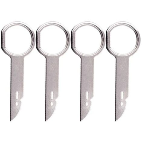Lntyq 4 Pièces Clé Extraction autoradio, Demontage Cle Outils de DéMontage de Garnitures Universel Autoradio, Acier Inoxydable Clef Extraction Autoradio