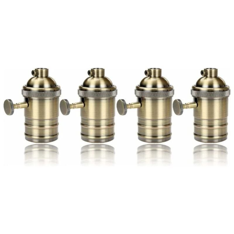 4 pièces Edison Douille Vintage E27 Adaptateur De Lampe avec interrupteur Rétro Vintage Lustre Sans Fil Laiton Antique - Lntyq