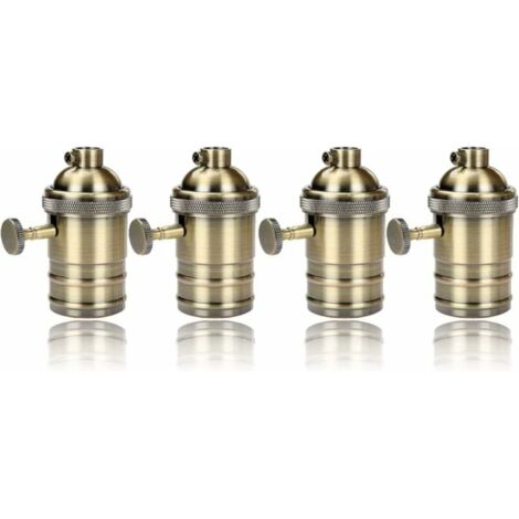 Lntyq 4 pièces Edison Douille Vintage E27 Adaptateur De Lampe avec interrupteur Rétro Vintage Lustre Sans Fil Laiton Antique