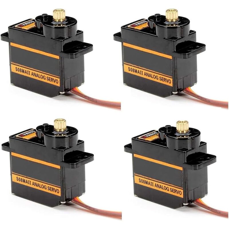 Lntyq - 4 Pièces ES08MA ii 12g Mini Servo Analogique Metal Gear Antichoc compatible avec les machines stables pour rc Modèle