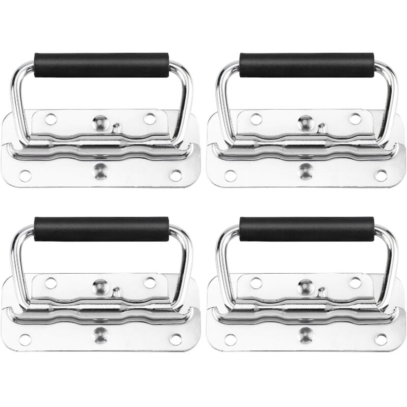 Lntyq - 4 Pièces Poignées Pliantes à Ressort, Poignées en Acier Inoxydable, Poignée Pliante Métal pour Boîte à Outils ou Boîte de Rangement(100mm)