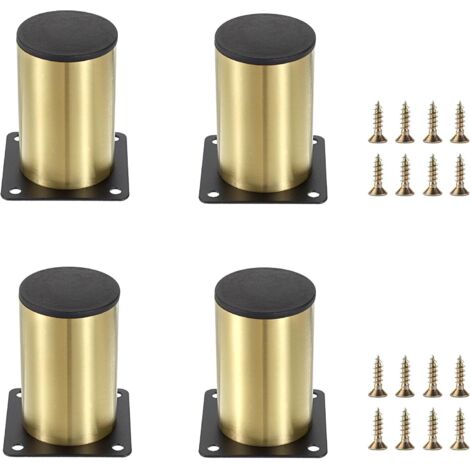 Lntyq 4 Stück 8 cm Edelstahl-Möbelbeine für Stuhl, Tisch, Schrank, Schreibtisch, Sofa, mit Schrauben, einfache Montage, rund, Rostschutz, Gold