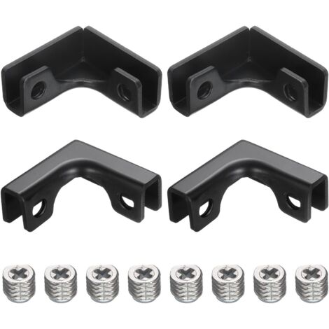 Lntyq 4-teilige Glasklemme, für 3–7 mm Glas-L-Halterung, verstärkte Klemme aus Aluminiumlegierung für Schaufenster, Aquarium (schwarz)
