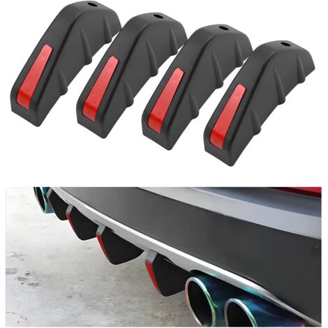 Lntyq 4-teiliger Heckspoiler-Diffusor, Auto-Heckspoiler, Bumper Shark-Heckspoiler, universeller Verschleißschutz-Chassis-Dekorations-Autospoiler (Schwarz/Rot)
