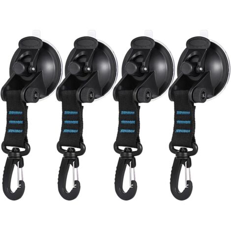 Lntyq 4-teiliger Saugnapf-Anker mit Befestigungshaken, Saugnapf-Autohaken, Zubehör für Auto-Seitenzelte, Campingplane, für Auto, Boot, Camping, Zelt, Gepäck