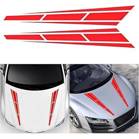 Lntyq 4-teiliger Streifenaufkleber für die Motorhaube, modifizierte Aufkleberdekoration, universeller Autorennen-Streifenaufkleber aus Vinyl, modifizierte Aufkleberdekoration für Autos, SUV-Fahrzeuge 