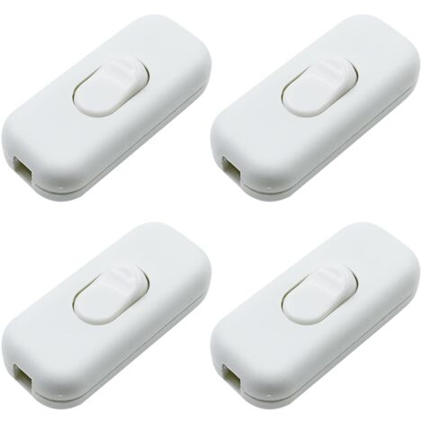 Lntyq 4-teiliger Torpedoschalter, zweipoliger Schalter, Kippschalter für Lampe, 2 oder 3 Drähte für Tischlampe, Nachttischlampe (weiß)