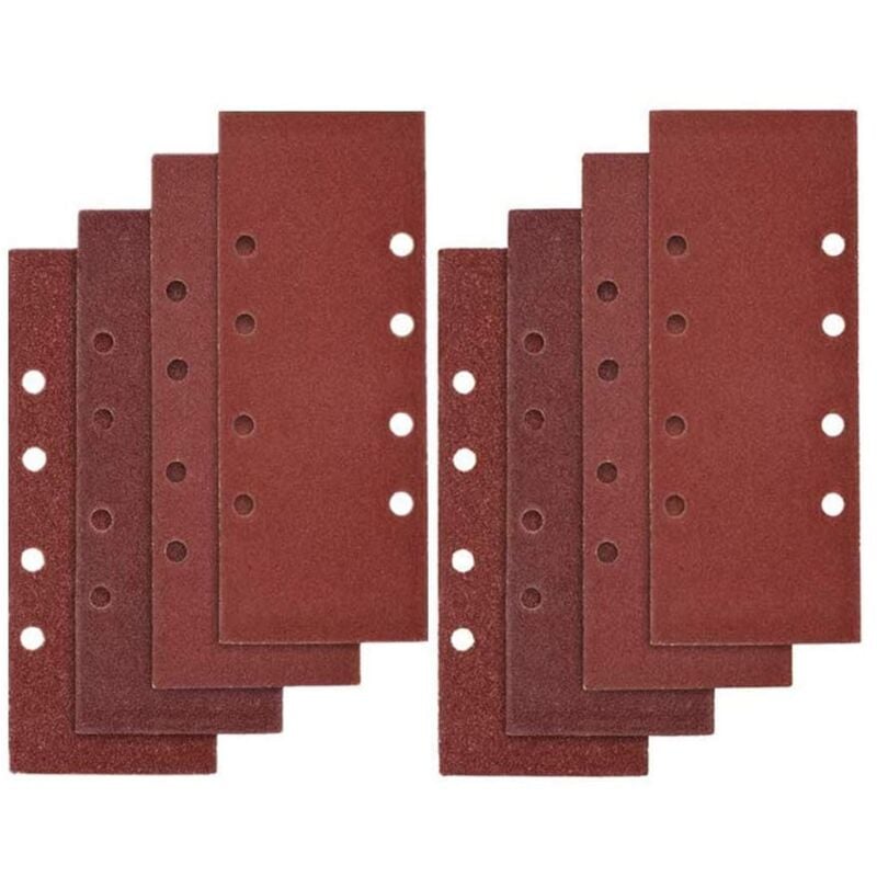 Lntyq - 40 pcs Papier de Verre, 93 x 185mm Feuilles Abrasives pour Ponceuse Vibrante 8 Trous Assorted P40, P60, P80, P100 Grit
